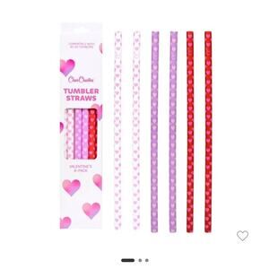 CharCharms Valentine 6pk 30oz Tumbler Straws Hearts BPA-Free Dishwasher Safe